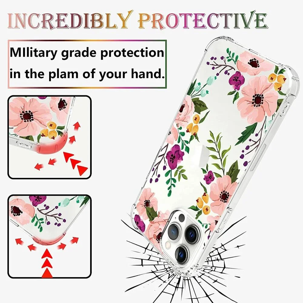 Floral iPhone 12 Pro Max Case - Shockproof Protective Cover - Slim & Stylish